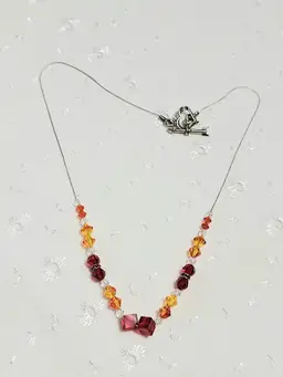 925 silver toggle and chain necklace with beautiful orange and red glass beads