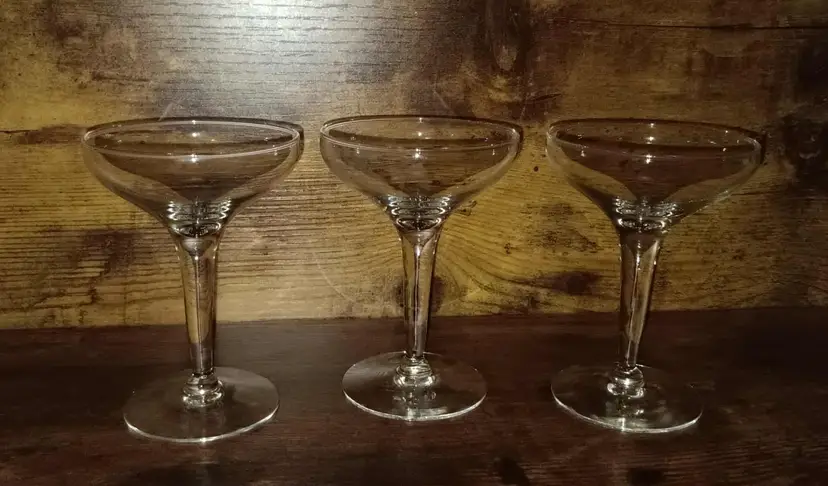 Vintage Clear Champagne Coupe Glasses Set of 3