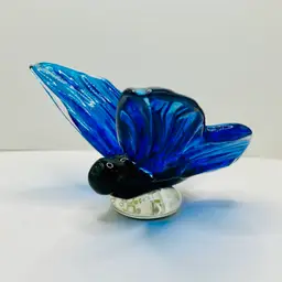 Dynasty Gallery Art Glass Blue Butterfly Paperweight Figurine Vintage 5 inch