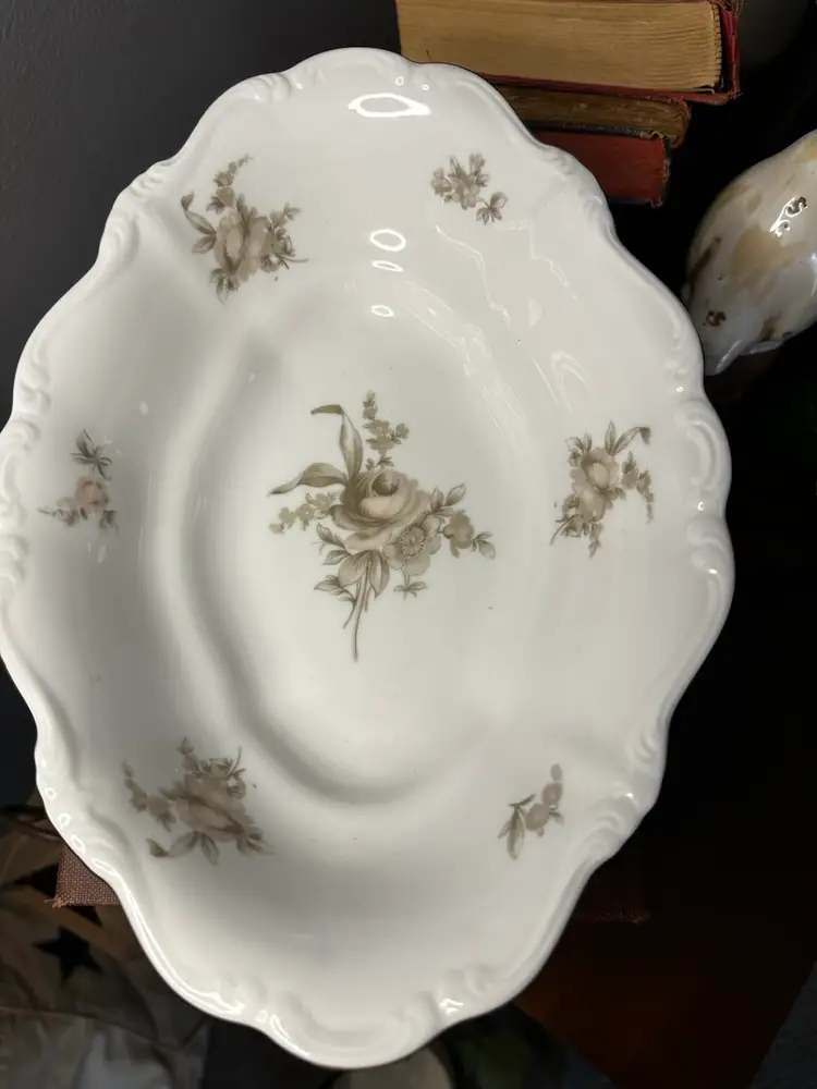 1946 Johann Haviland "Sepia Rose" Bavaria Serving Dish