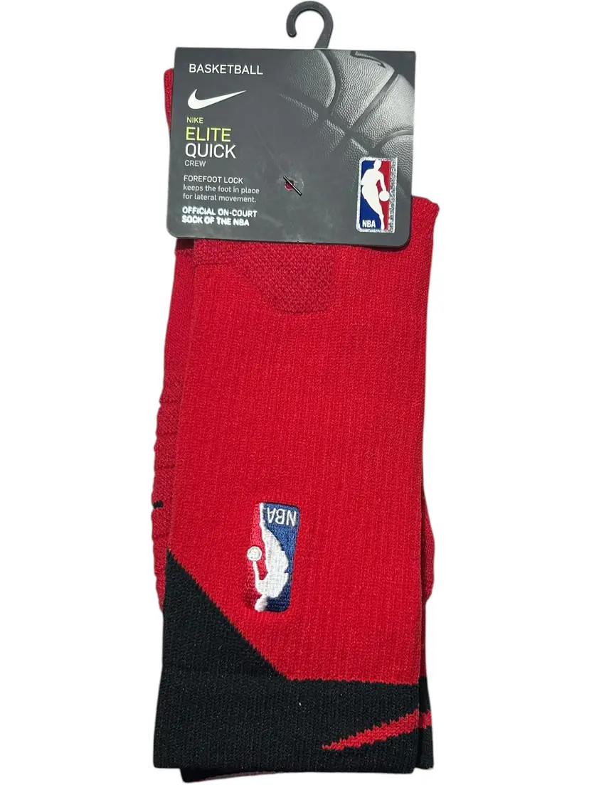 Nike NBA ELITE Quick Crew Basketball Socks Size L One Pair Red & Black NEW!