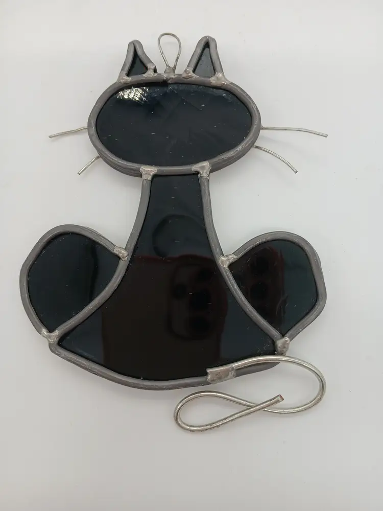 Black Cat Stained Glass Suncatcher