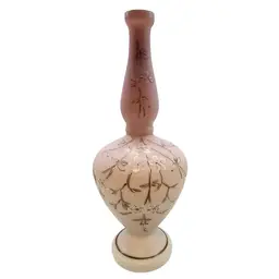 Vintage Victorian Pink Satin Glass Bud Vase 10" Tall