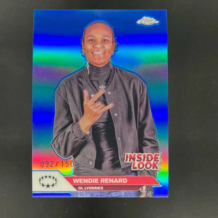 Wendie Renard 2024/25 Topps Chrome UWCL Inside Look Blue /150 Lyon Soccer Card