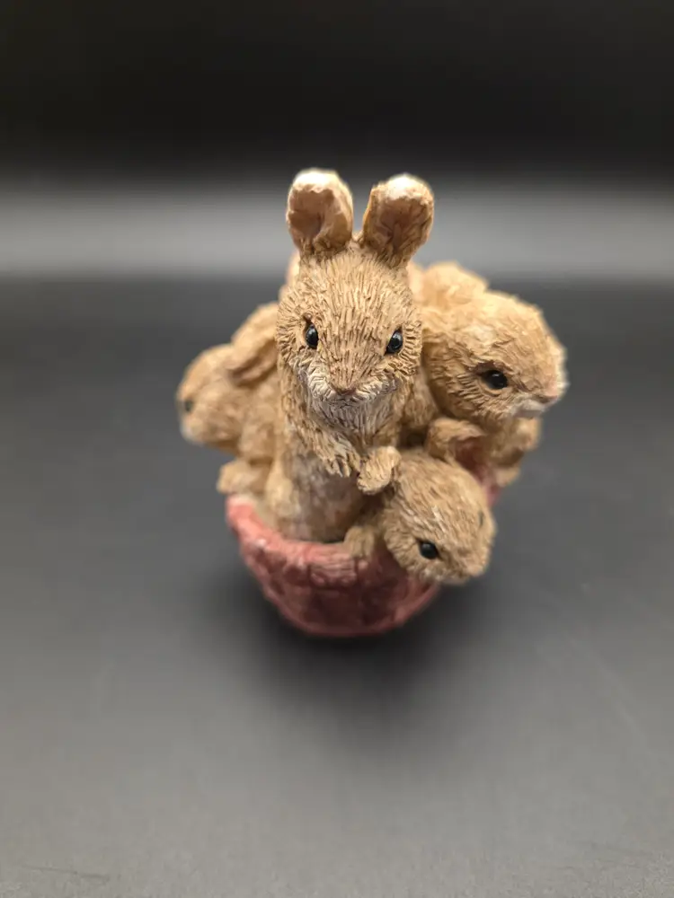 Resin Basket of Bunnies