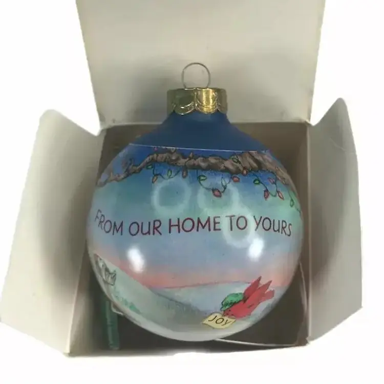 Hallmark Keepsake Ornament Christmas 1991 Vintage Glass Bulb Animals Tree Snow