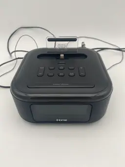 iHome Black Phone Docking Speaker w/ Digital Alarm Clock Radio Model # iPL23