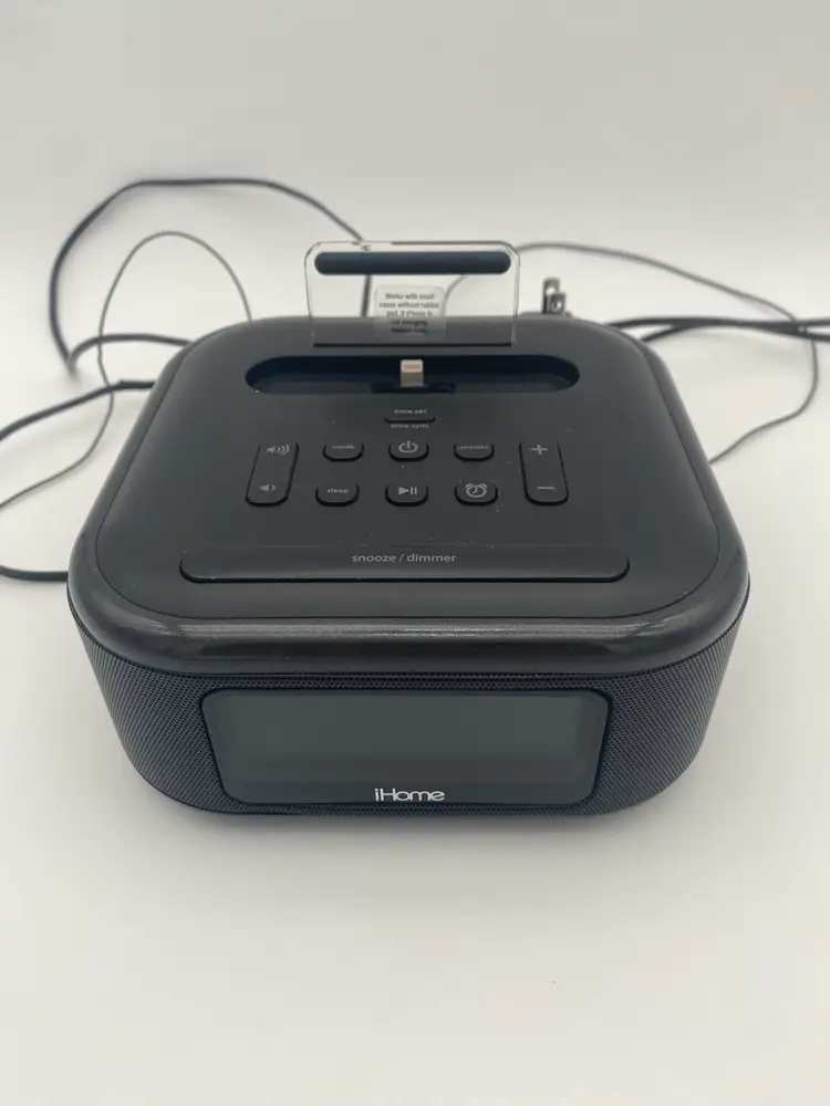 iHome Black Phone Docking Speaker w/ Digital Alarm Clock Radio Model # iPL23