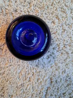 cobalt blue art glass apple handmade paperweight