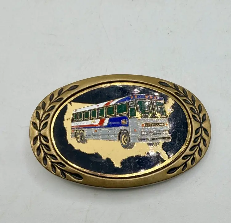 Greyhound Bus Driver Belt Buckle USA Employee 1980s Vintage
