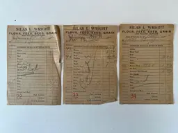 Antique General Store Receipts. 1920 Silas Wright Mercantile Flour Feed Grain Ephemera. Winfield NY