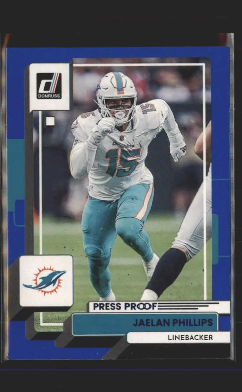 2022 Donruss #128 Jaelan Phillips Blue Press Proof - (139) - Miami Dolphins