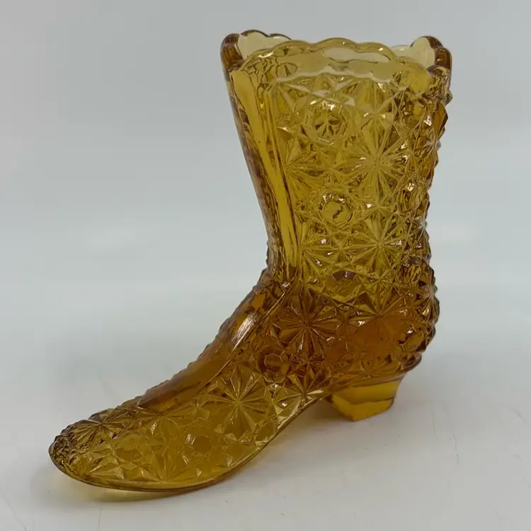 LE Smith Amber Daisy Button Boot Vase 4”