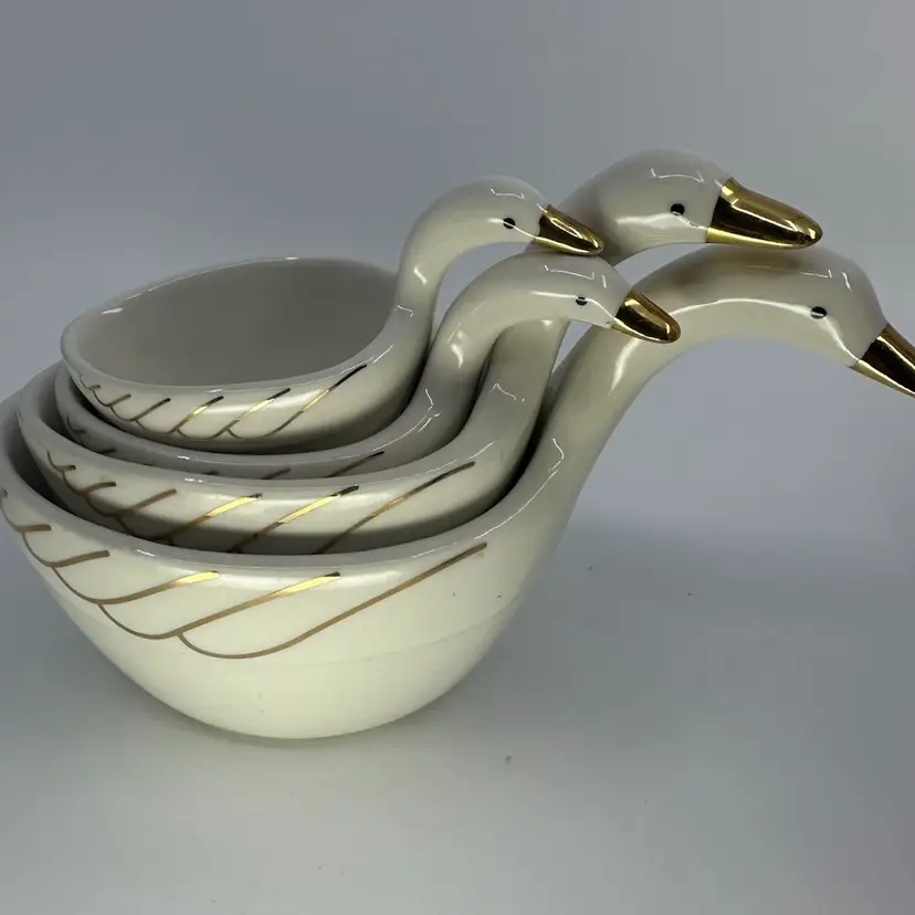Anthropologie Gilded Swan Duck Geese Nesting Bird Measuring Cups