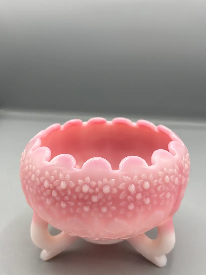 Fenton Rosaline Pink footed Rose bowl