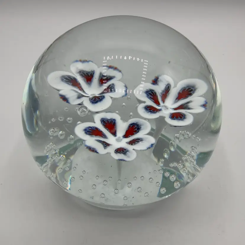 White Orange Blue Floral Magnum Paperweight