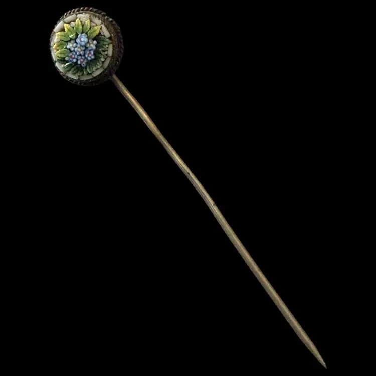 Micro Mosaic Small Floral Stick Pin 2.5”