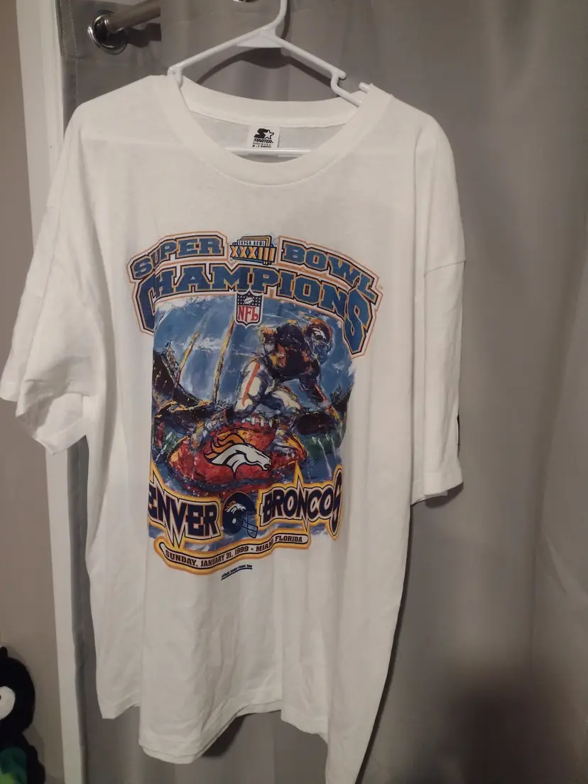 Vintage 1999 Starter Denver Broncos Super Bowl XXXIII Champions XL tshirt