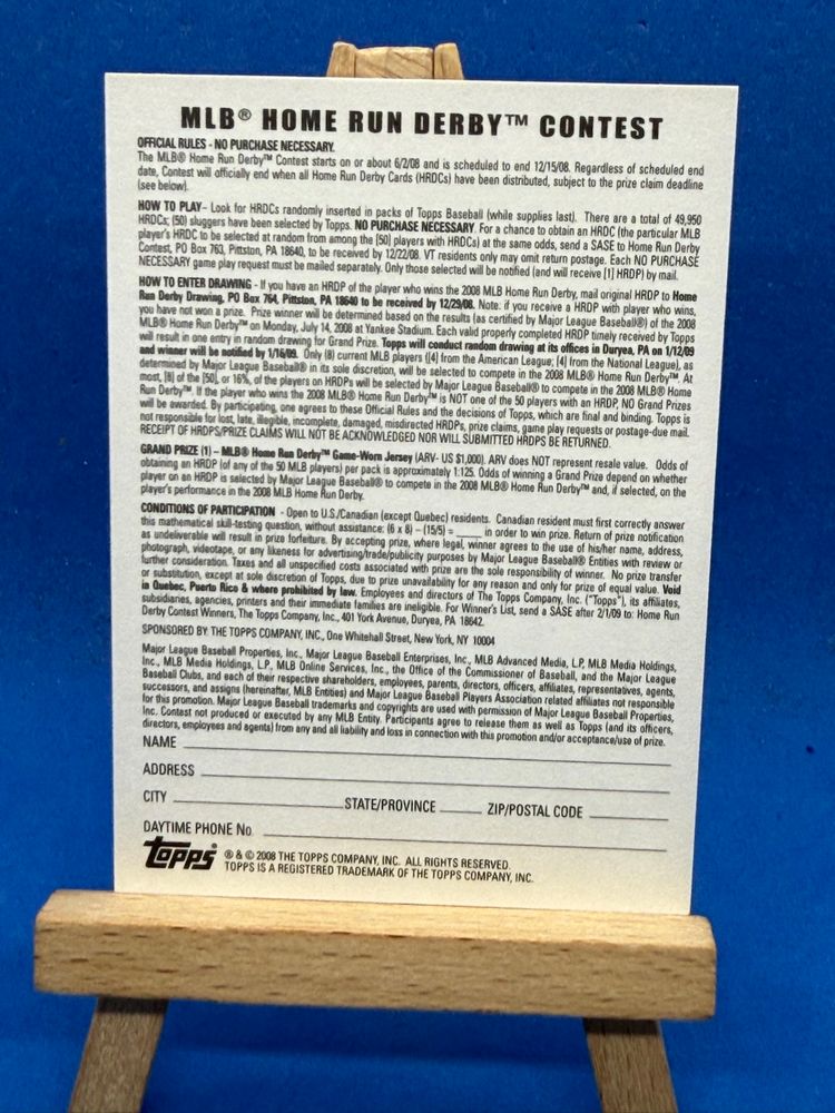 2008 Topps Jorge Posada Home Run Derby /999 New York Yankees A27