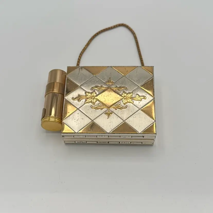 Exceptionally Rare Vintage Hazel Bishop Minaudiere Lipstick Compact Carry All Case 2.5” X 2.75”