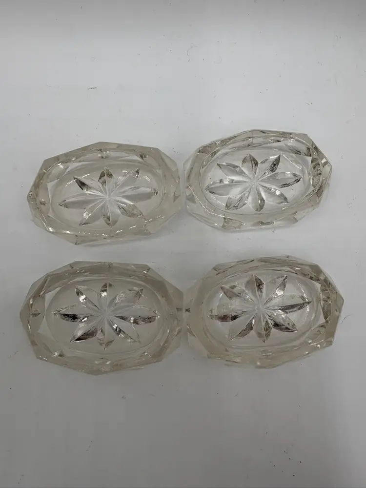 Set Of 4 Oval Clear Pressed Glass Salts Cellars 2” X 1.5”