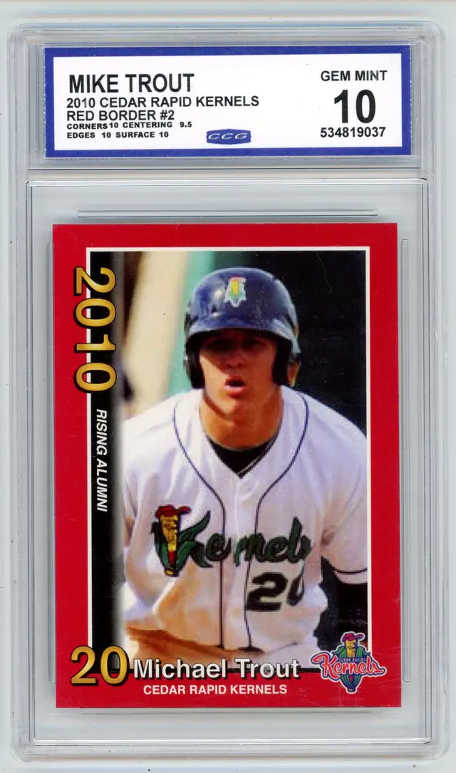 2010 Cedar Rapid Kernels MIKE TROUT Red Border #2 CCG 10 GEM MINT