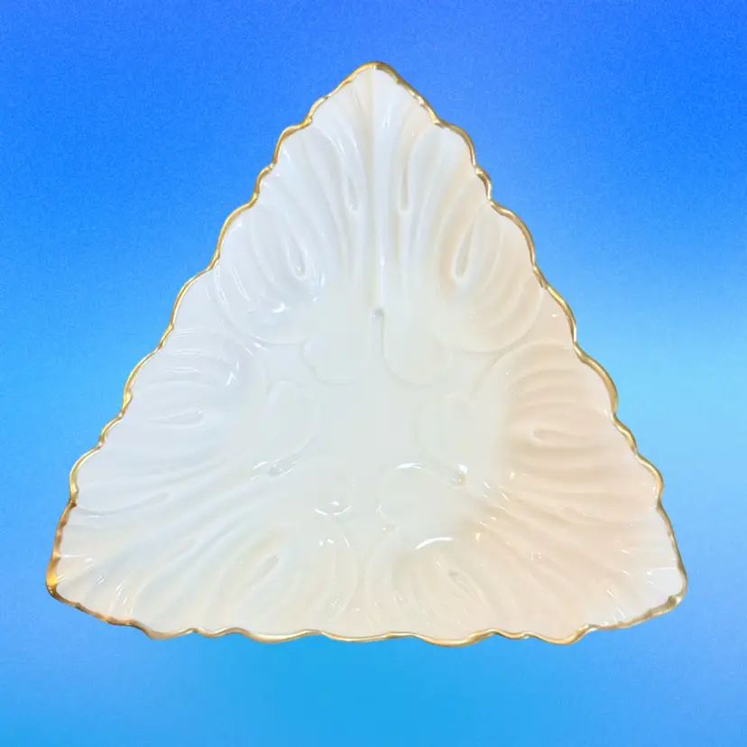 Vintage Lenox Bone China TRIAD Collection 24K Gold Trim Triangle Candy Nut Dish (Made in USA)