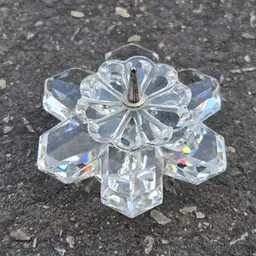 Art Glass Swarovski Crystal Snowflake Candleholder 2⅛" Square with Condition Issues
