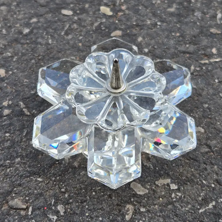 Art Glass Swarovski Crystal Snowflake Candleholder 2⅛" Square with Condition Issues