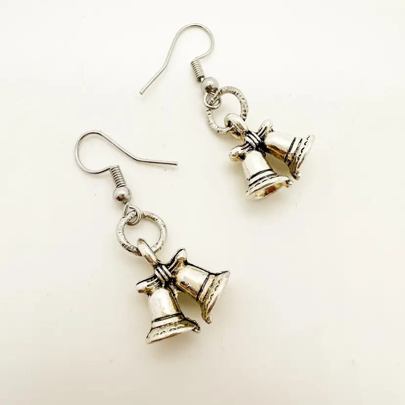 Silver Bells Christmas Earrings