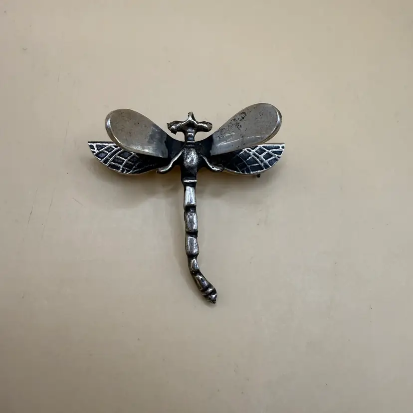 Dragonfly Expressed Heavy Sterling Brooch 1.5”