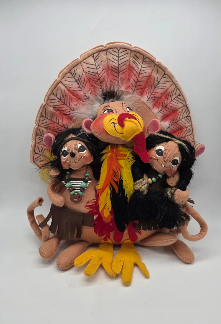 Annalee Doll 2007 Thanksgiving Turkey Native American Hand Painted Plush