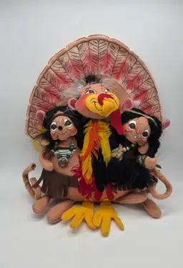 Annalee Doll 2007 Thanksgiving Turkey Native American Hand Painted Plush