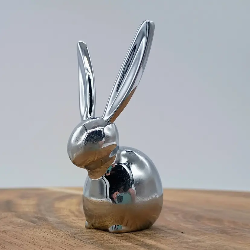 Umbra Silver Tone Metal Long Earred Rabbit Bunny Ring Holder Figurine