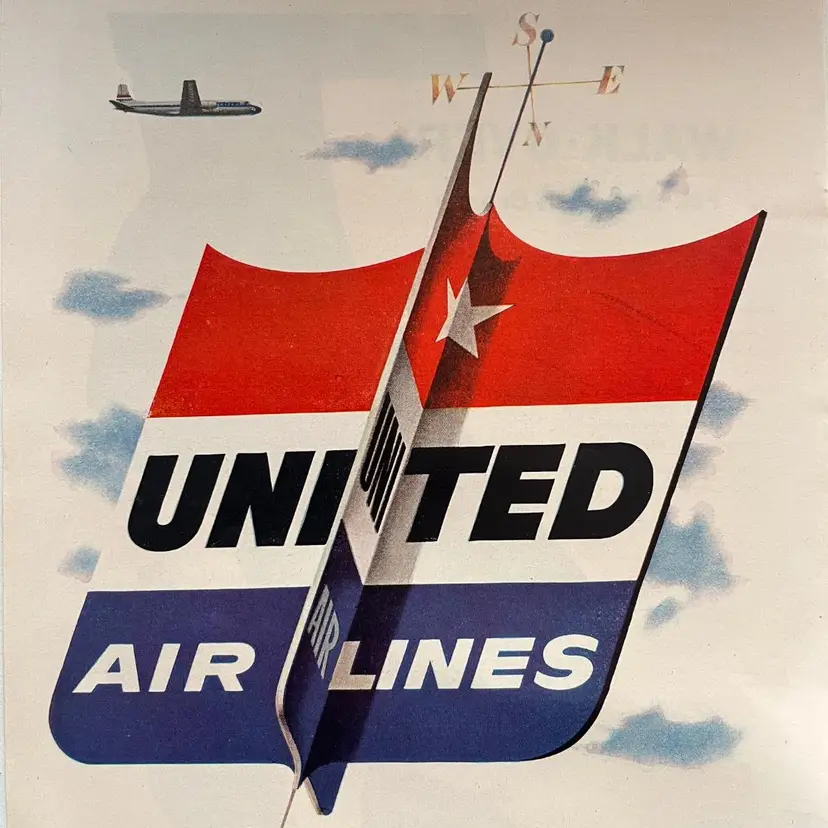 United Airlines Mainliner Print Ad Vintage 1950s