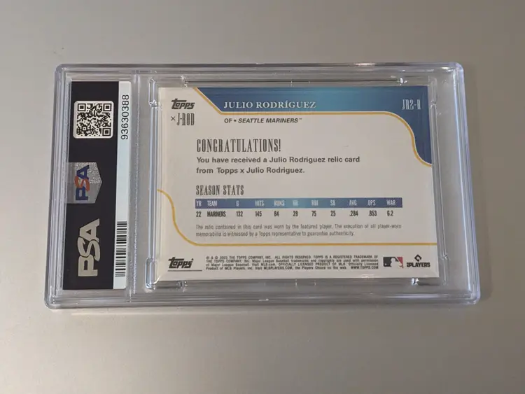 Julio Rodriguez 2023 Topps X J-Rod - Jersey Relics Rainbow 86/99 #JR2-R PSA 10