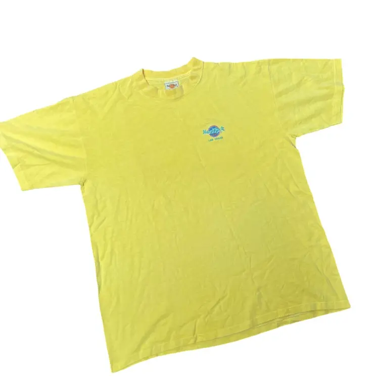 Vintage 1990s Hard Rock Las Vegas Retro Yellow T-Shirt