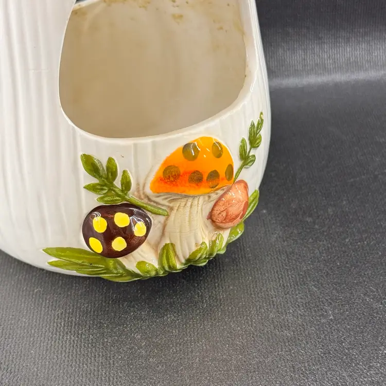 Vintage 1970s Sears Roebuck Co Merry Mushroom Hanging Planter Bird Feeder