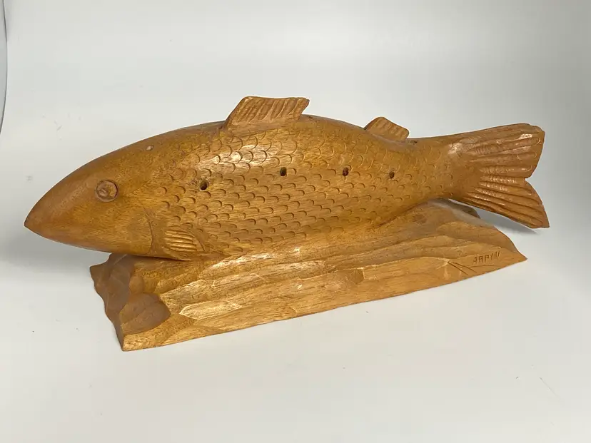 Wood Carved Fish by Adrien Arpin, 8" Wide, 3.5" Tall
