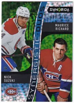 2023-24 Synergy Synergistic Duos Star Legend Green #SD14 Nick Suzuki / Maurice Richard Montreal Canadiens Hockey Card