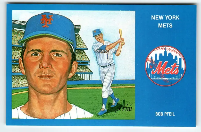 1969 NY Mets Baseball Postcard Susan Rini Bob Pfeil Unused Limited Edition