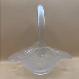 Fenton Satin Glass Water Lily Basket 6.5x7”