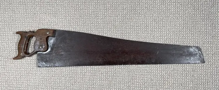 Original Oil Painting Church Winter Snow Scene on Hand Saw with Wooden Handle - Signed