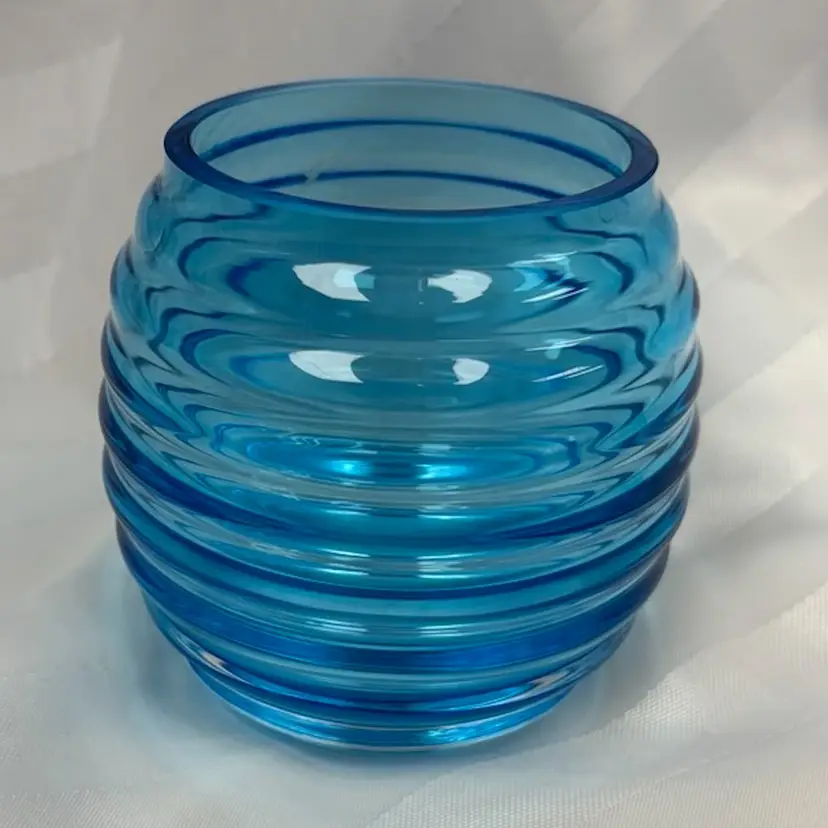 Dartington Blue Crystal Beehive Vase Mini Gems Handmade England Signed