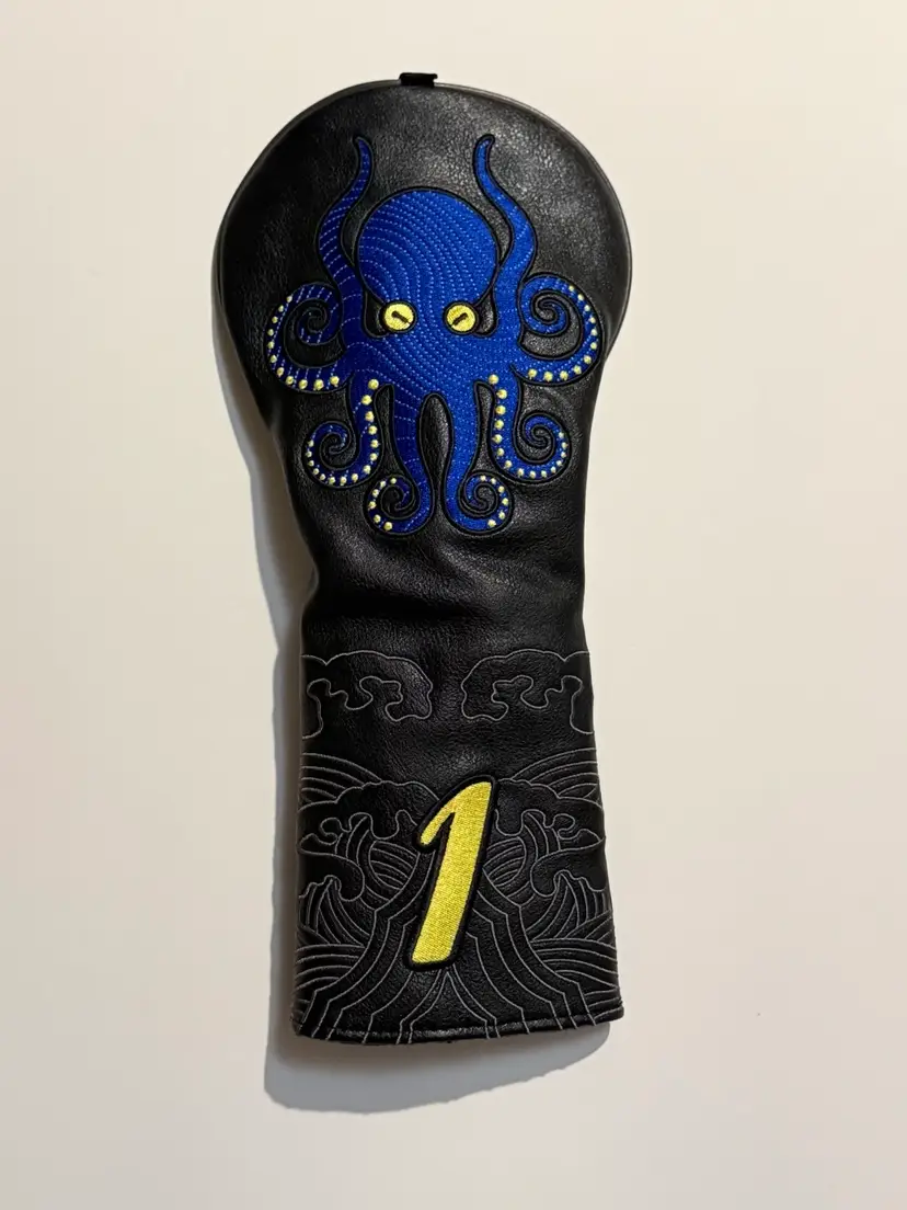 Craftsman Golf Octopus Driver Headcover Black Blue Embroidered #1 460cc