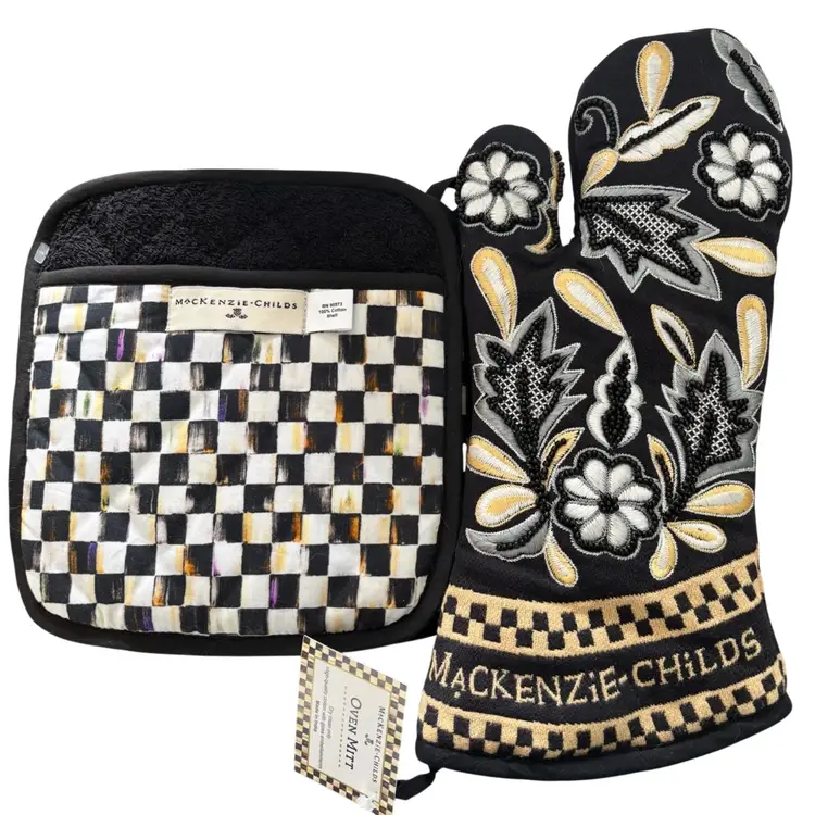 For The Fancy Foody Mackenzie Childs Oven Mitt & 2 Pot Holders