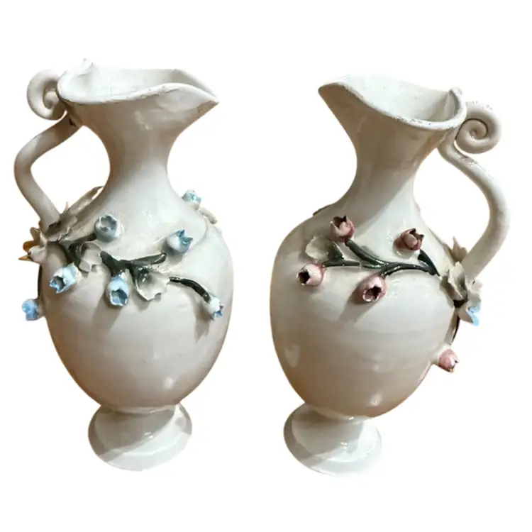 Gorgeous Rococo Italian Porcelain Vase Set