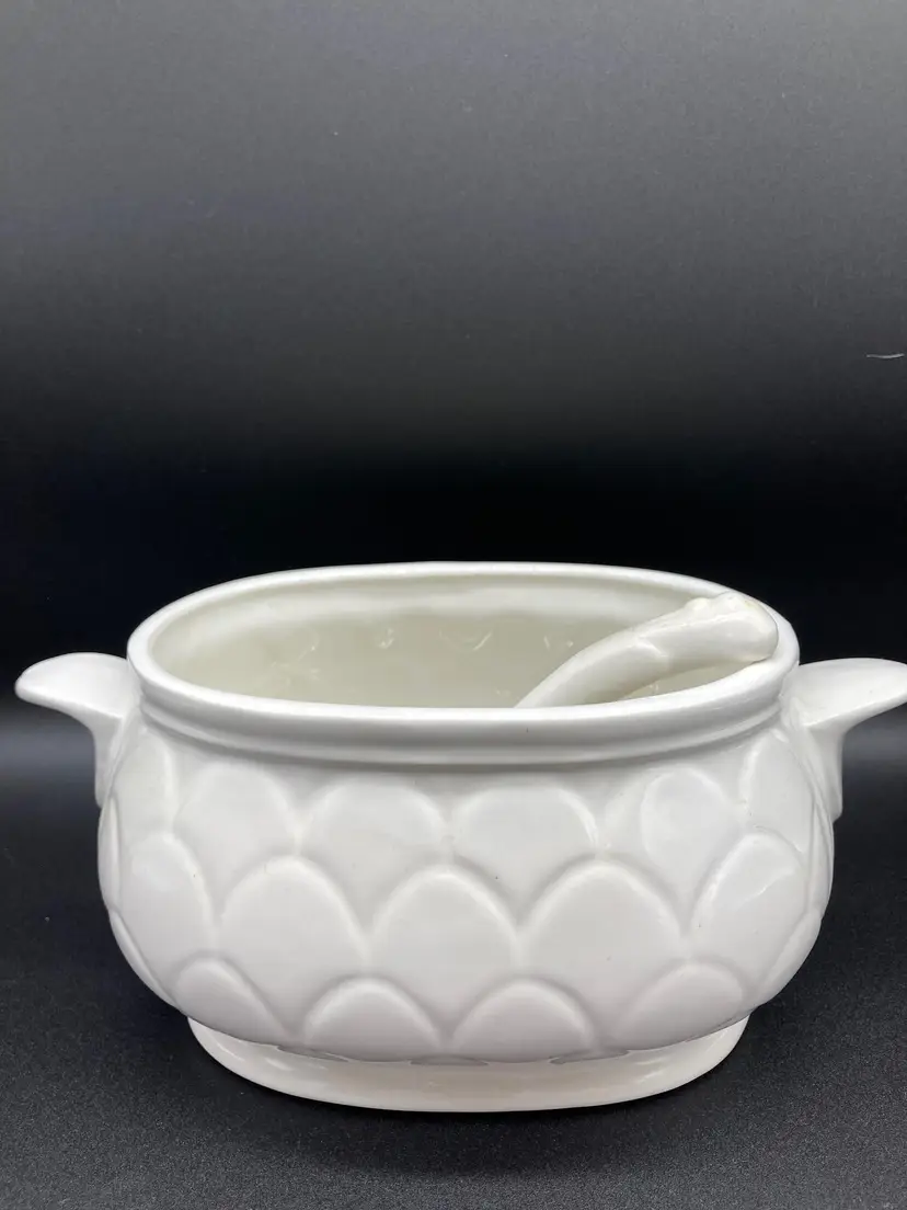 White Tourene Bowl with Spoon - No Lid