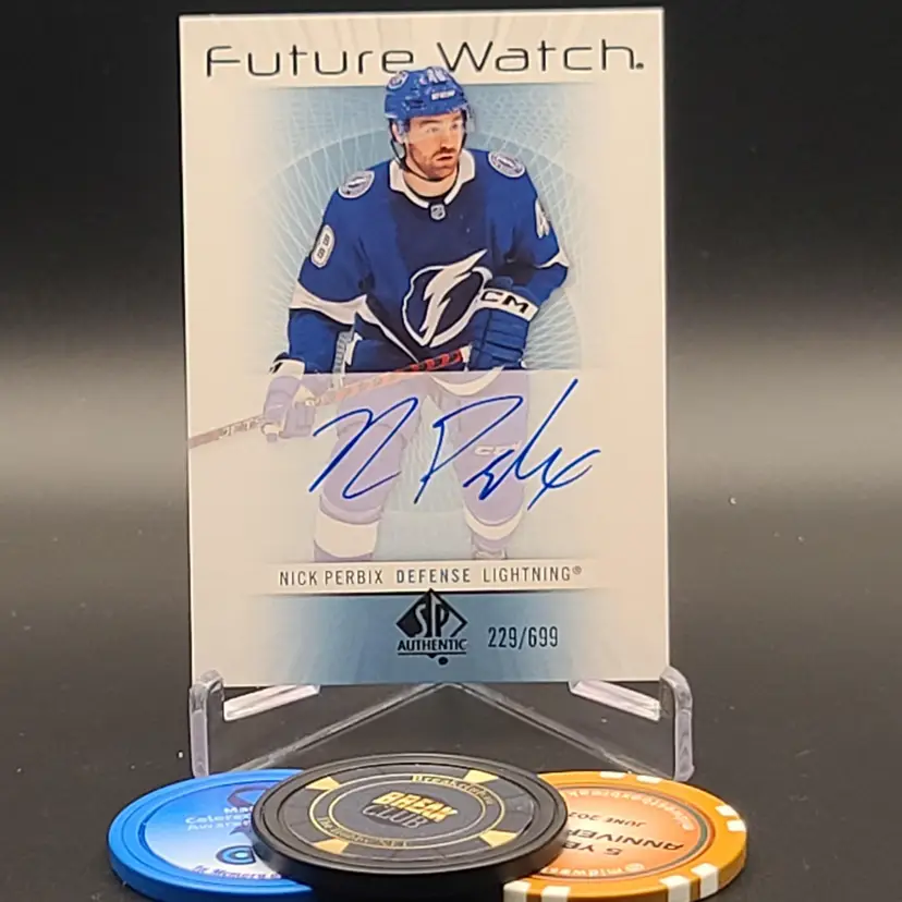 Nick Perbix Rookie Auto 2022-23 Upper Deck SP Authentic Hockey Retro Future Watch Auto Numbered 229/699 Card #RFWA-NP - Tampa Bay Lightning Hockey Card