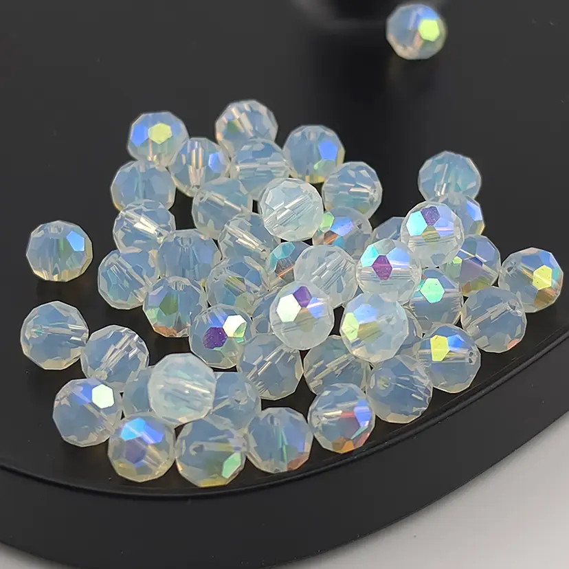 50pcs 6MM Celestial Crystal 32-facet glass beads, frosted clear AB #BC104